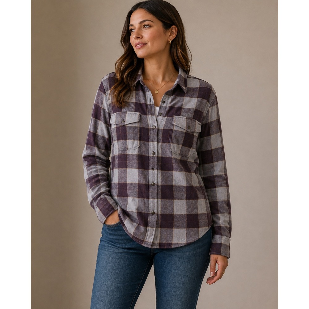 Toad&Co Jacquette Overshirt Large Plaid Recycled Cotton Shacket